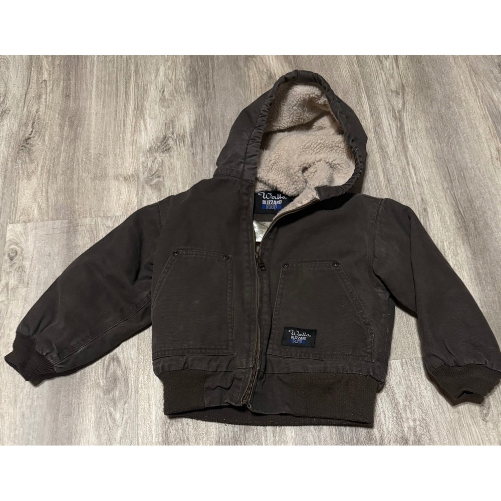 Walls Blizzard Pruf Hooded Jacket Sherpa Lined Brown Duck‎ Canvas kids XS